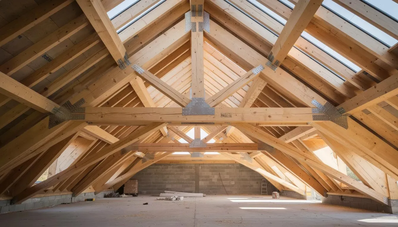 transport więźby dachowej z tartaku na plac budowy